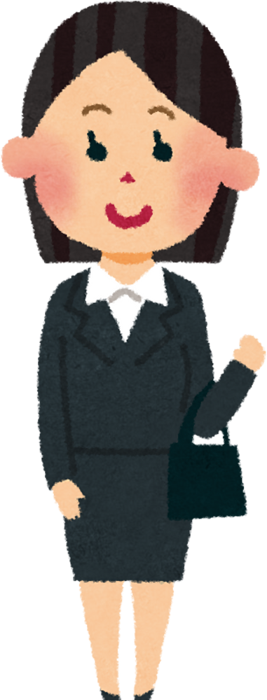 Illustration of a Smiling Woman in a Recruit Suit